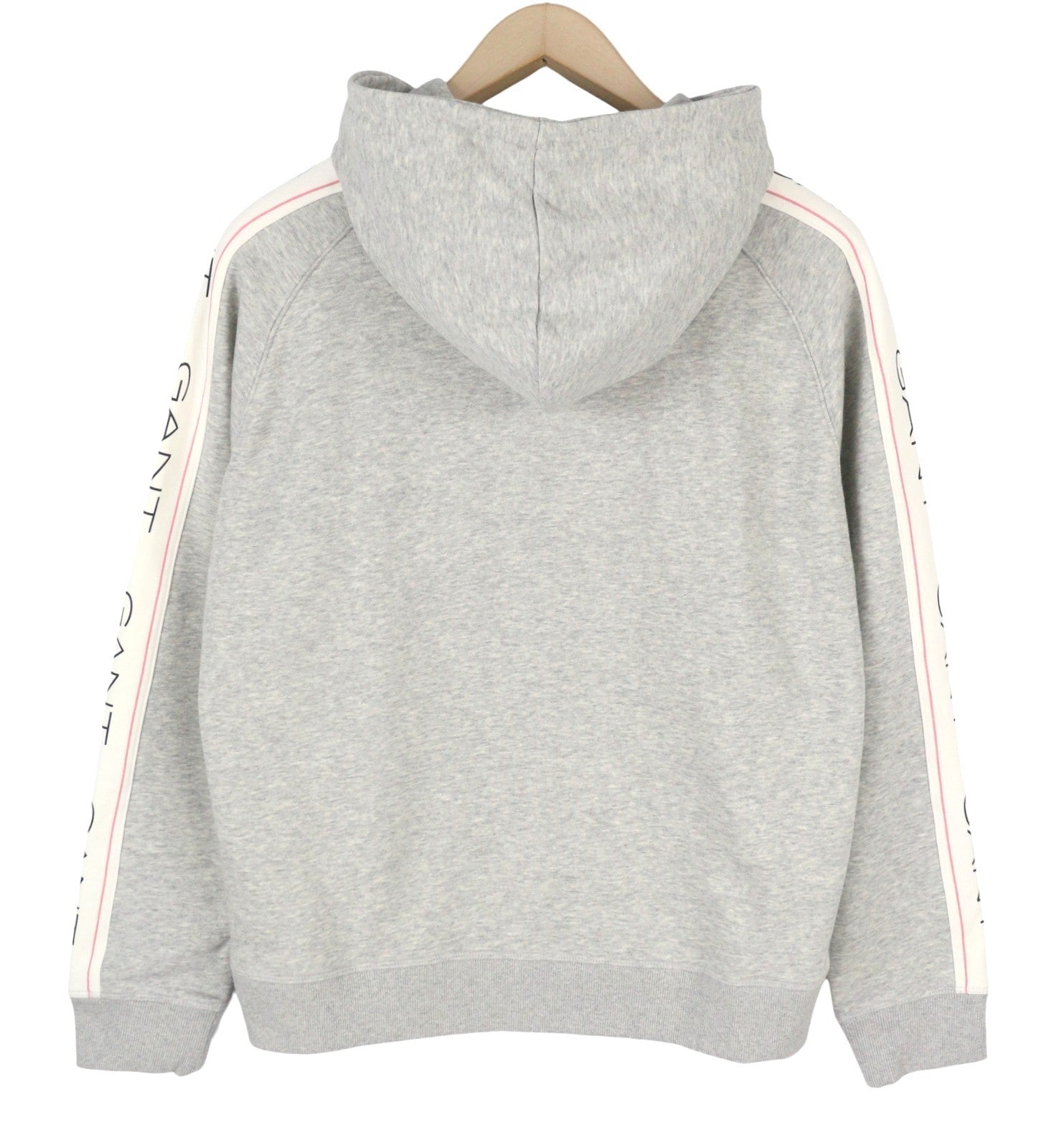 GANT Archive Sweat Zip Hood Women Hoodie XL Light Grey Melange Pockets Side Logo