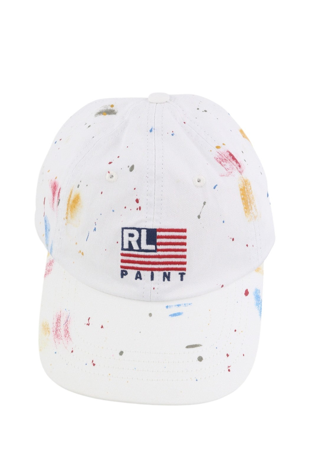 RALPH LAUREN Men Cap 59 CM White Paint Colourful Sport Baseball RRP139