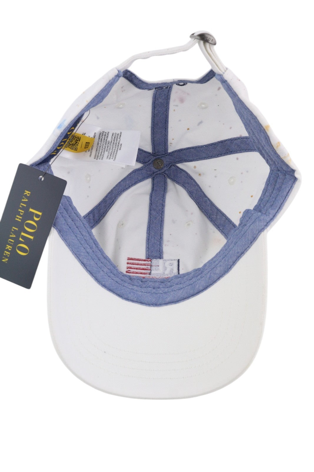 RALPH LAUREN Men Cap 59 CM White Paint Colourful Sport Baseball RRP139