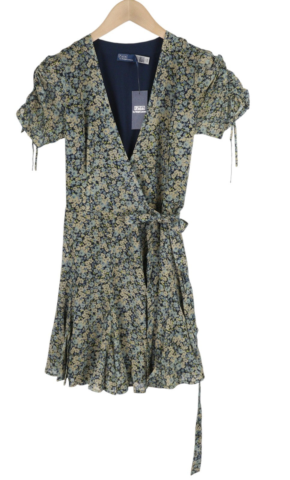 RALPH LAUREN Women Dress XS Floral Printed Wrap Mini Short Sleeve RRP390