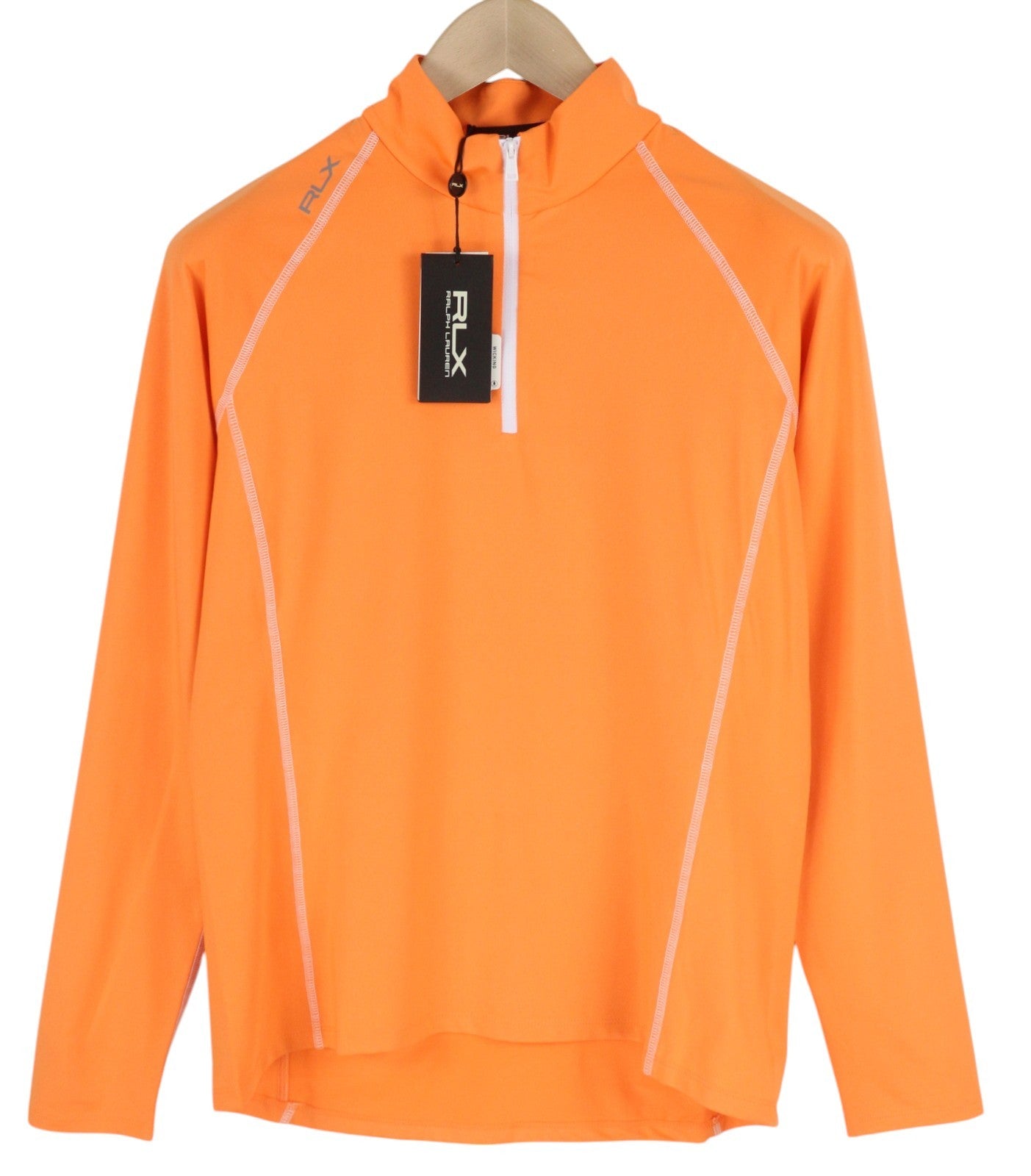 RLX RALPH LAUREN Golf Women Sweatshirt M Orange Half Zip Neck Jersey Pull On