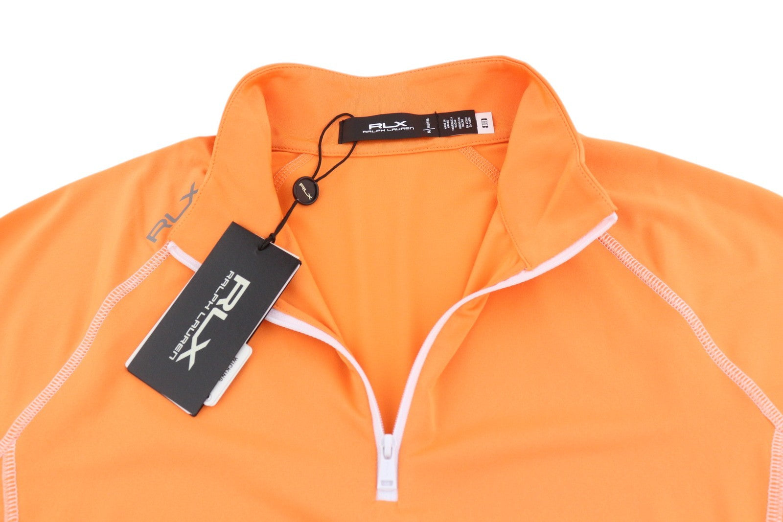 RLX RALPH LAUREN Golf Women Sweatshirt M Orange Half Zip Neck Jersey Pull On
