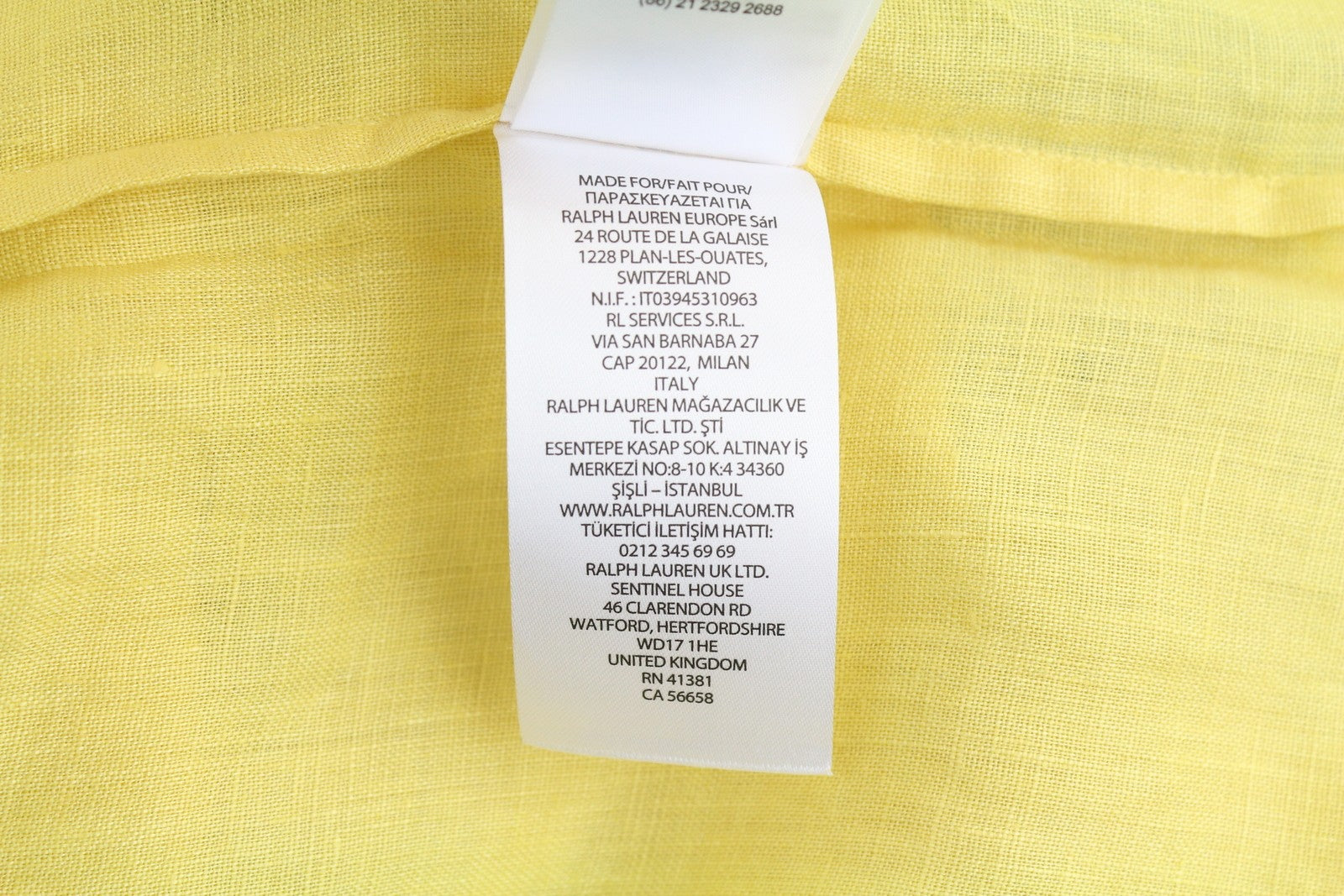 LAUREN RALPH LAUREN Women Shirt L Yellow Linen Short Sleeve Buttoned Spread