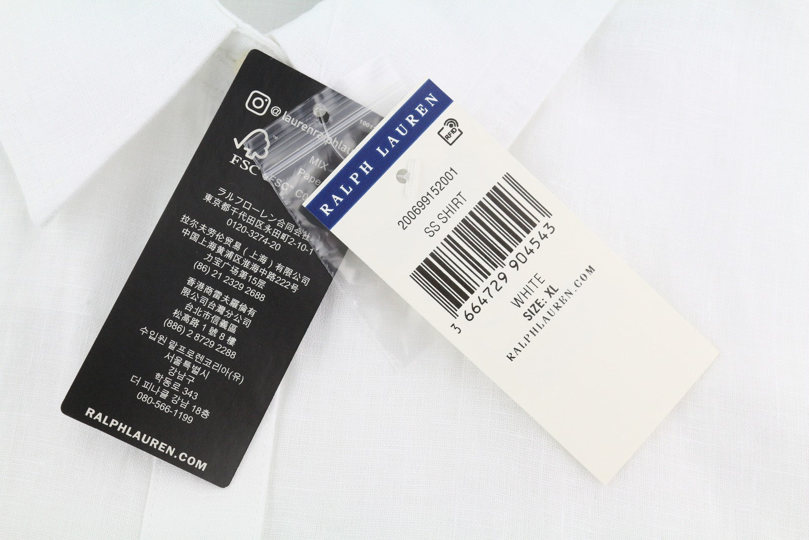 LAUREN RALPH LAUREN Women Shirt XL White Linen Short Sleeve Buttoned Spread