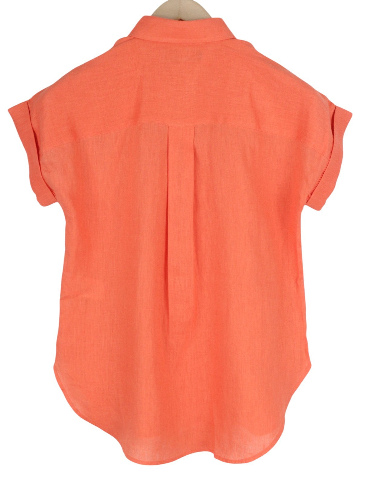 LAUREN RALPH LAUREN Women Shirt 2XS Orange Linen Short Sleeve Buttoned Spread