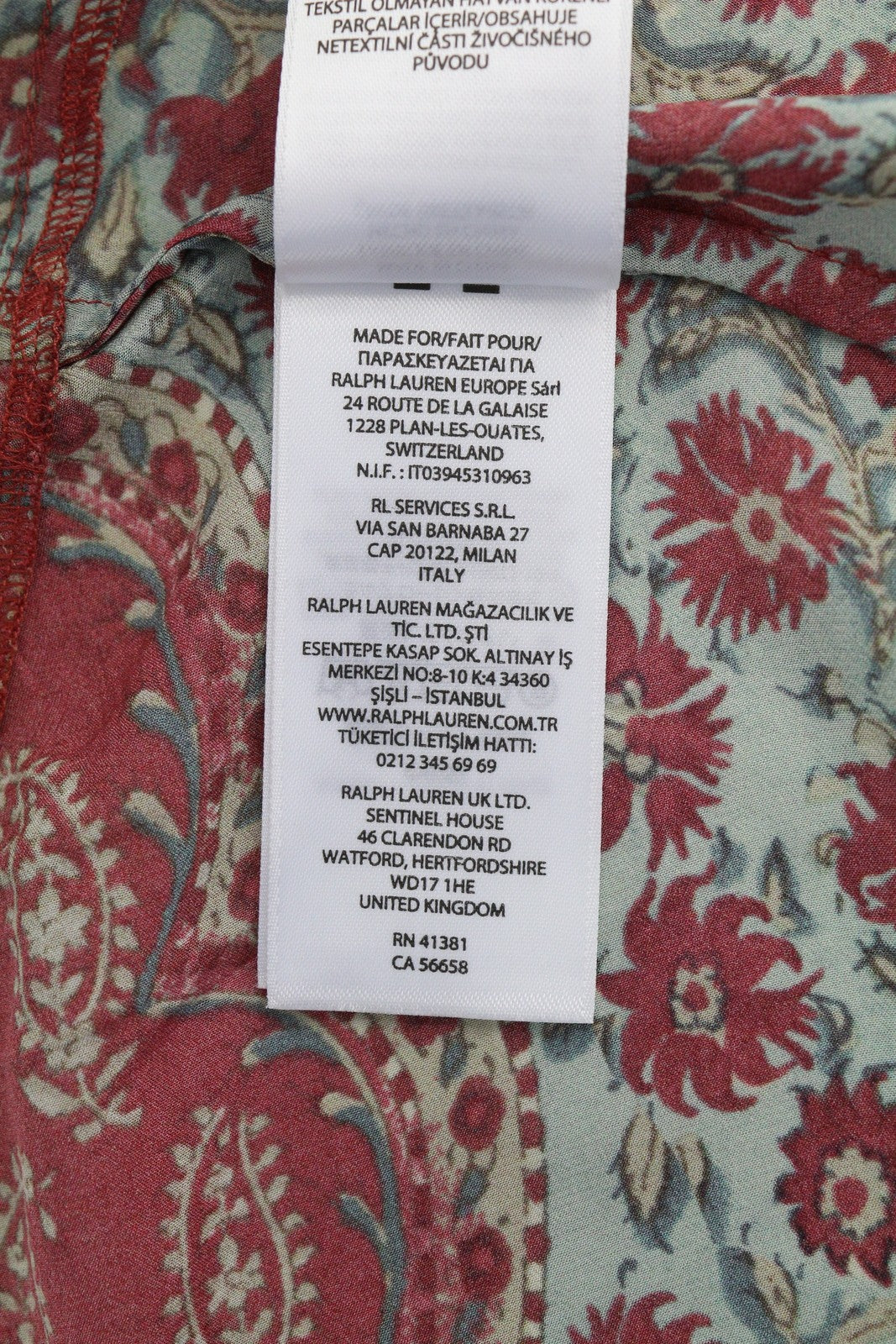 RALPH LAUREN Women Blouse XL Floral Print Crepe Long Sleeve Wrap RRP339