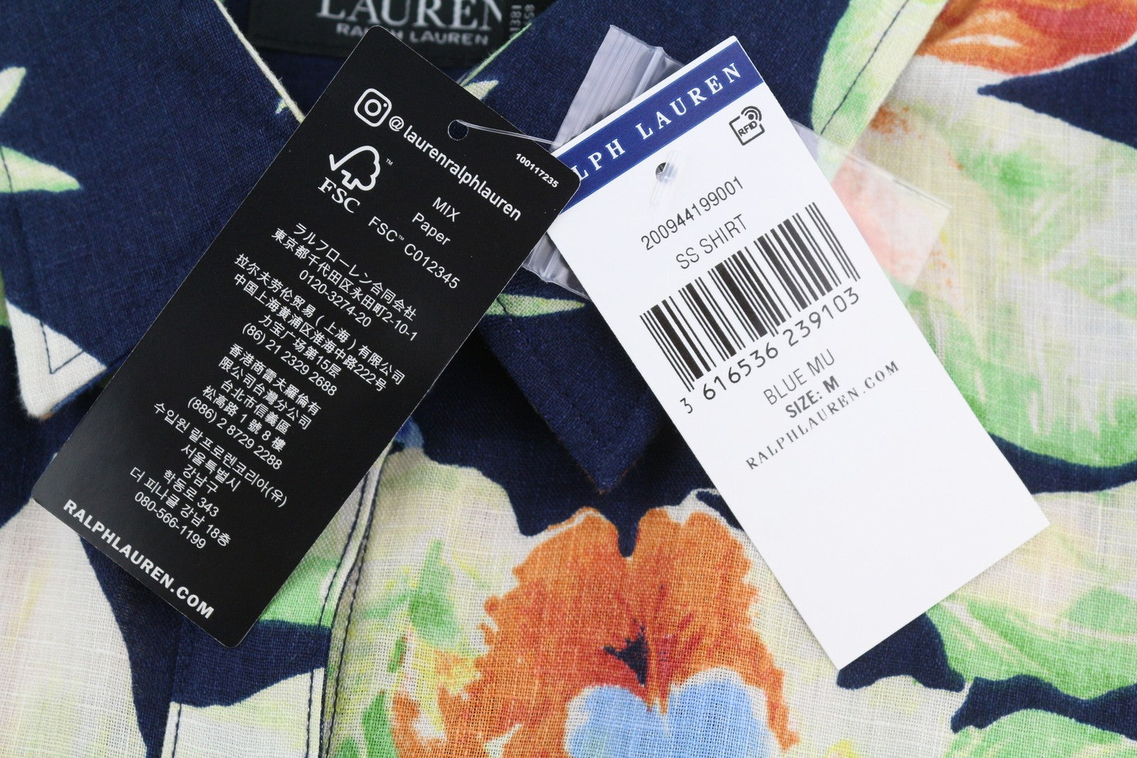 LAUREN RALPH LAUREN Women Shirt M Linen Floral Short Sleeve Buttoned RRP169