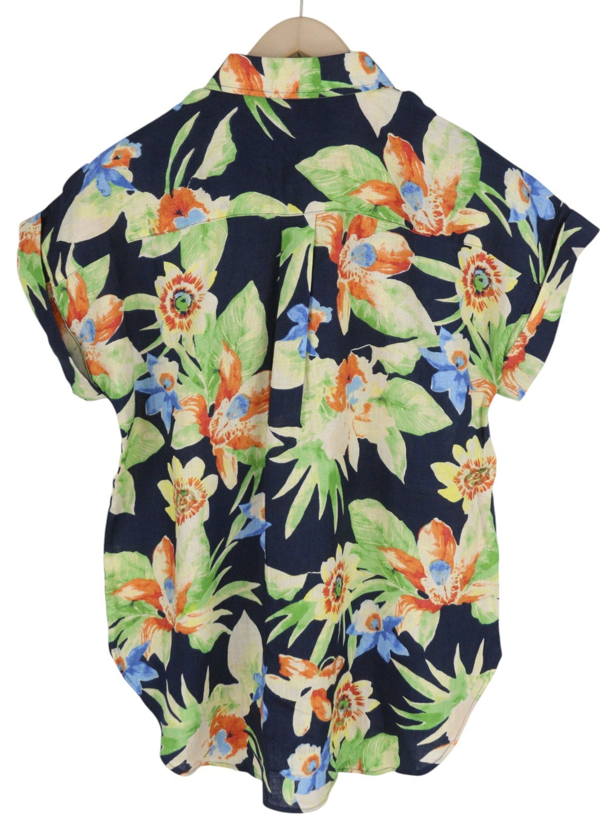 LAUREN RALPH LAUREN Women Shirt 2XL Linen Floral Short Sleeve Buttoned RRP169