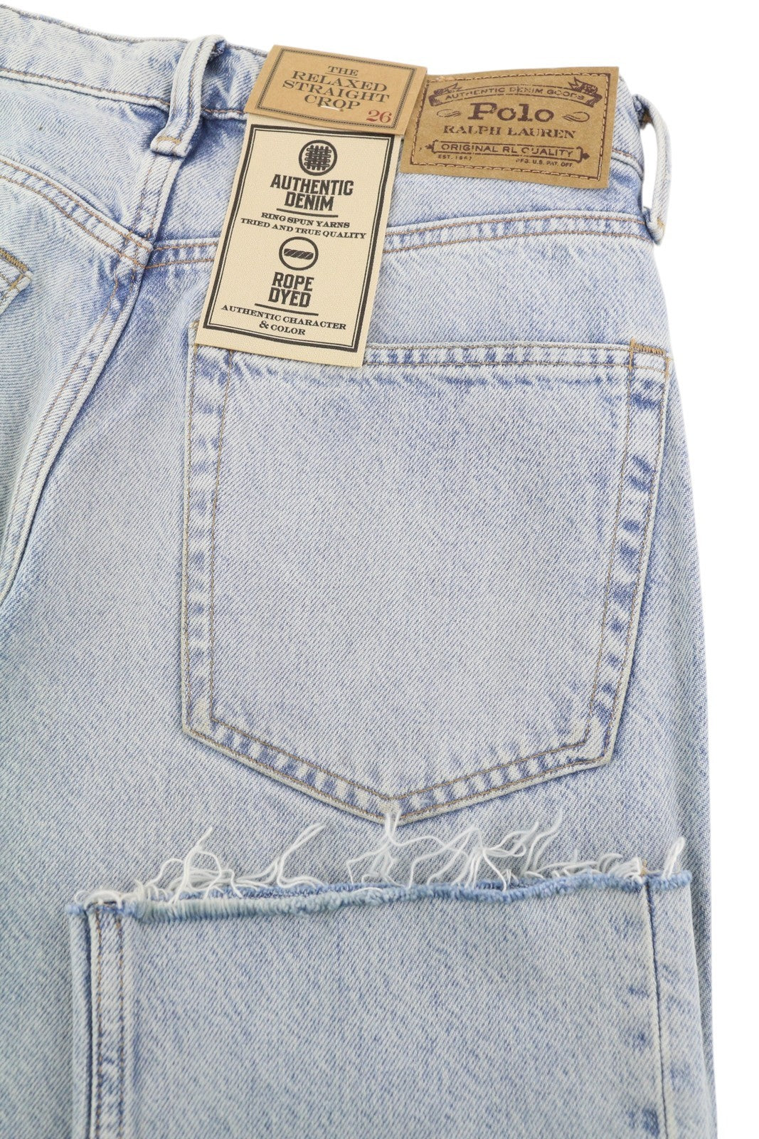 RALPH LAUREN Women Jeans W26 Painted Blue Relaxed Straight Crop