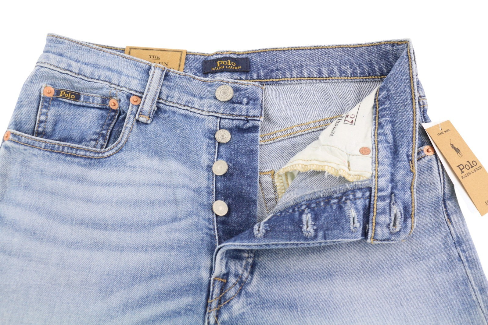 RALPH LAUREN Callen Women Jeans W27 Washed Blue High Rise Slim Button