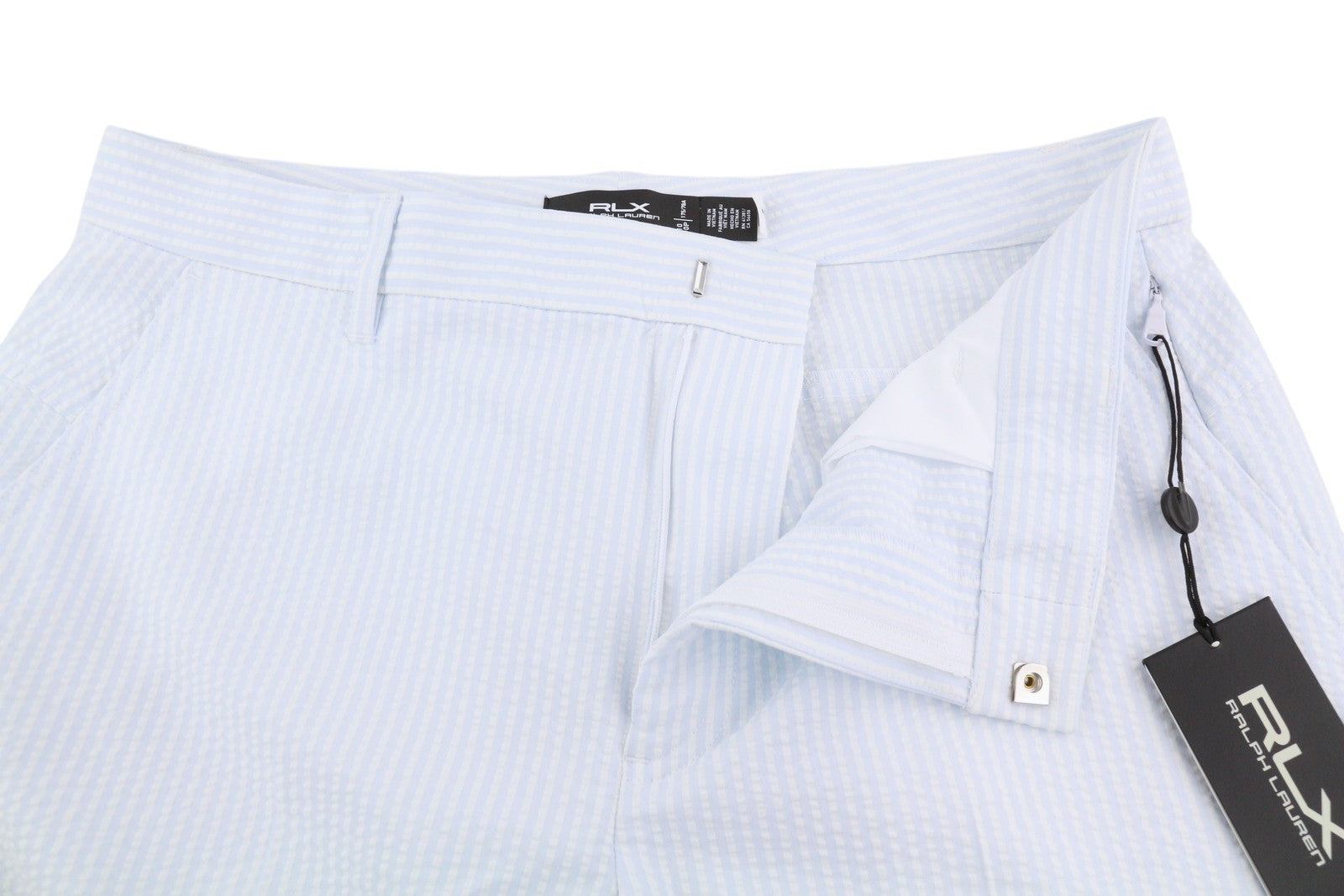 RLX RALPH LAUREN Golf Women Trousers W28 Blue Striped Slim Seersucker RRP209