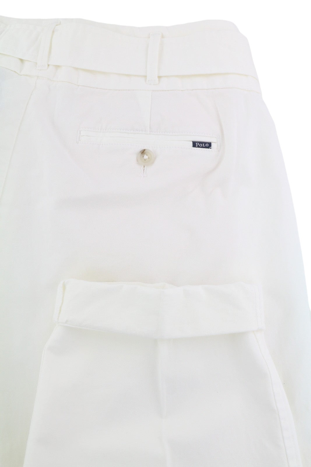 RALPH LAUREN Women Trousers W27 White High Waist Pleated Belted Turn-Up