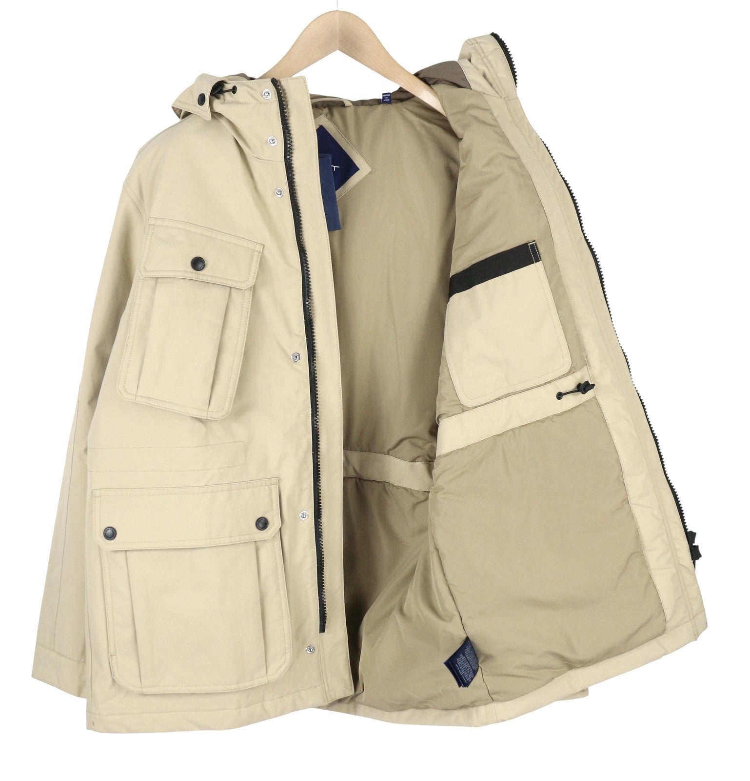 GANT Padded D2 Short Parka Men Jacket M Dry Sand Patch Pockets Hooded RRP395