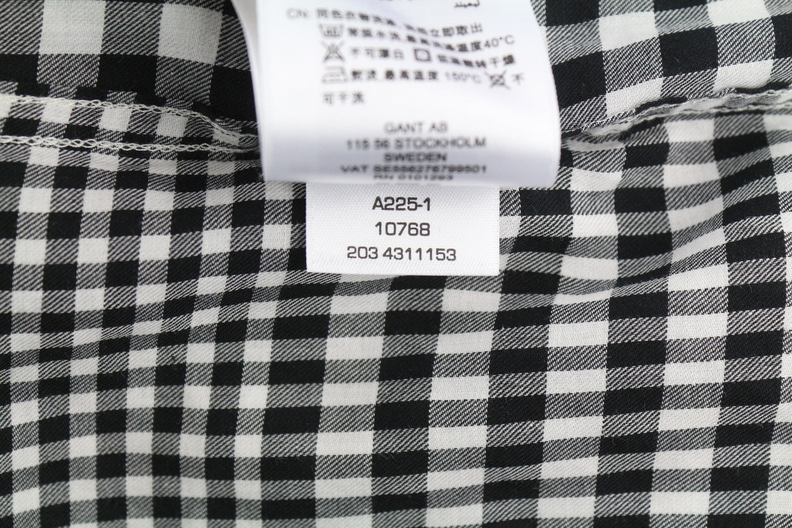 GANT Houndstooth Relaxed Women Shirt EU34 Thin Flannel Spread Neck Button-Up