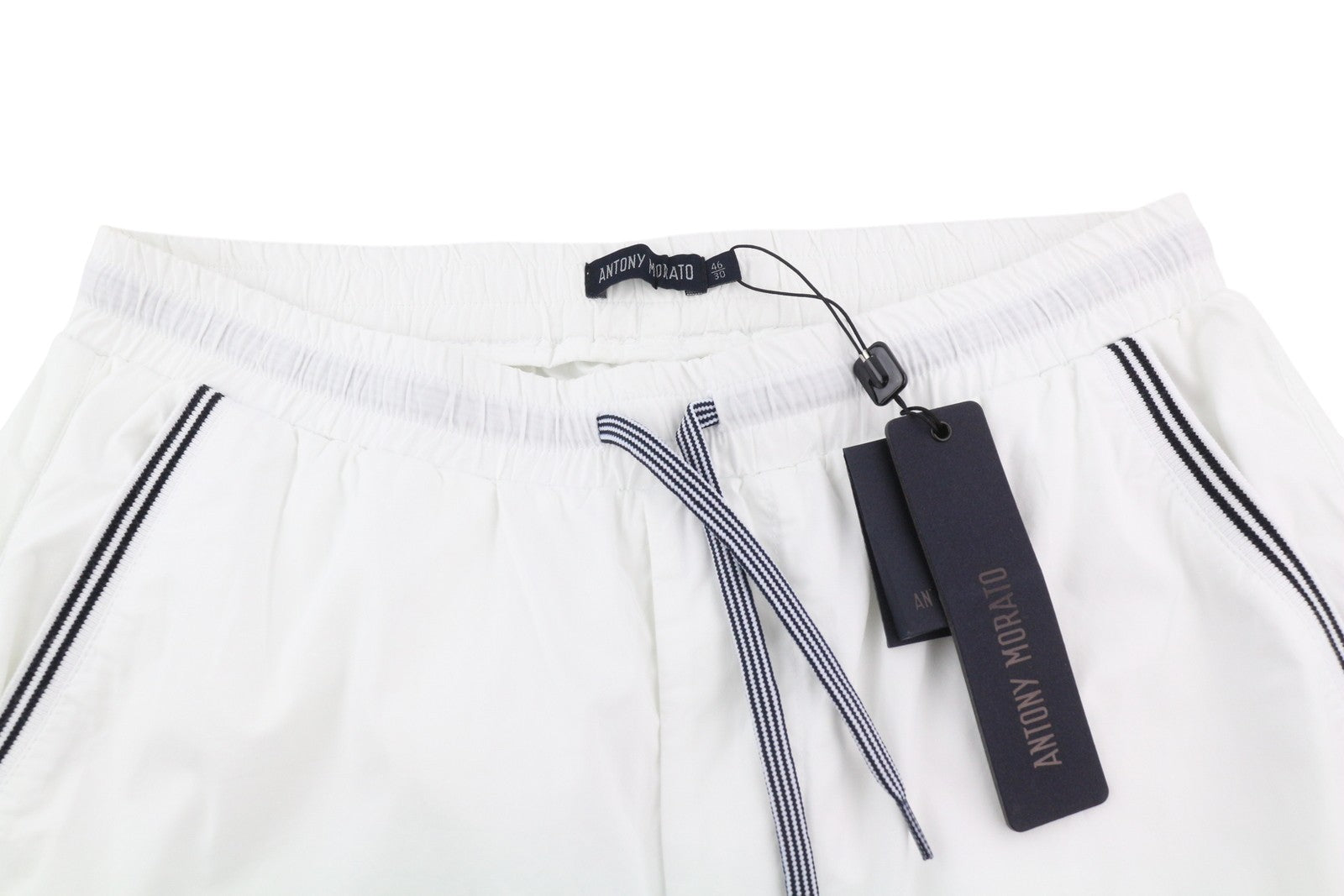 ANTONY MORATO Men Shorts W30 White Drawstring Waist Turn-Up Pocket Casual