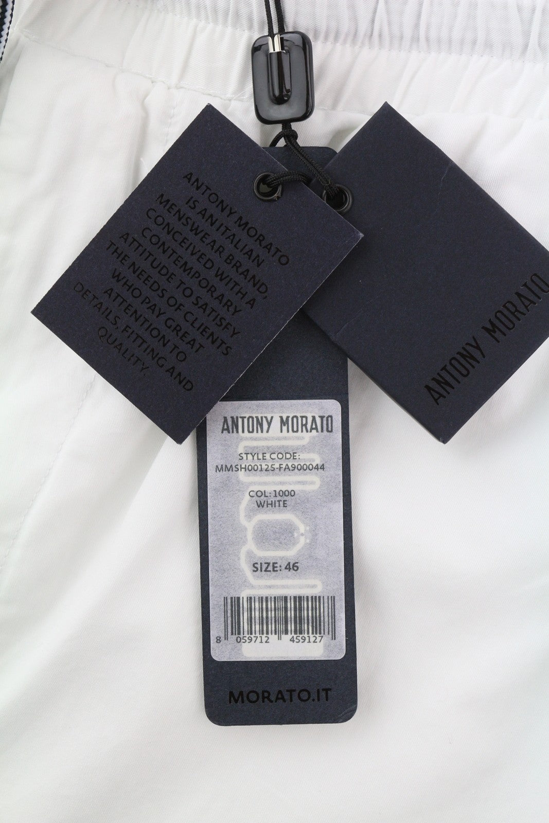 ANTONY MORATO Men Shorts W30 White Drawstring Waist Turn-Up Pocket Casual