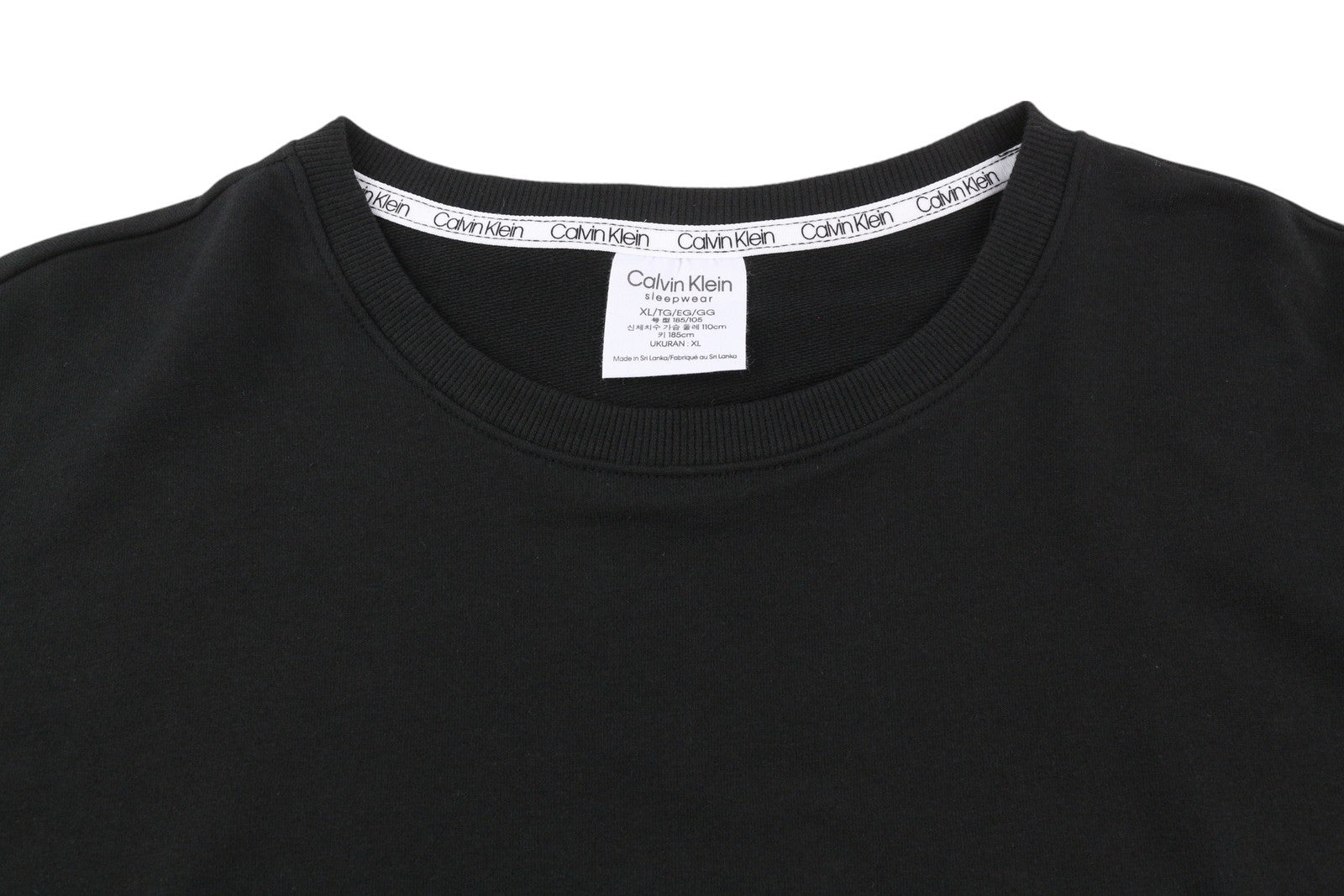 CALVIN KLEIN Men Sweatshirt XL Black Crew Neck Pull On Embroidered Logo Front