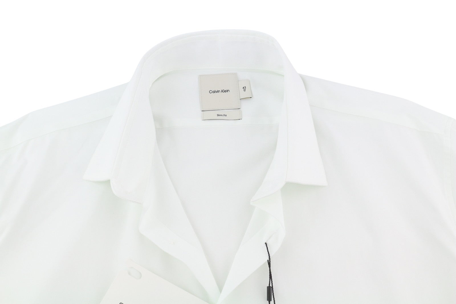 CALVIN KLEIN Poplin Stretch Slim Men Shirt XL White Spread Neck Button-Up Formal