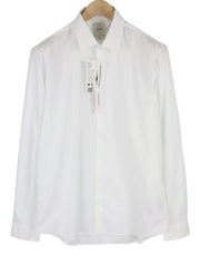 CALVIN KLEIN Poplin Stretch Slim Men Shirt L White Spread Neck Button-Up Formal