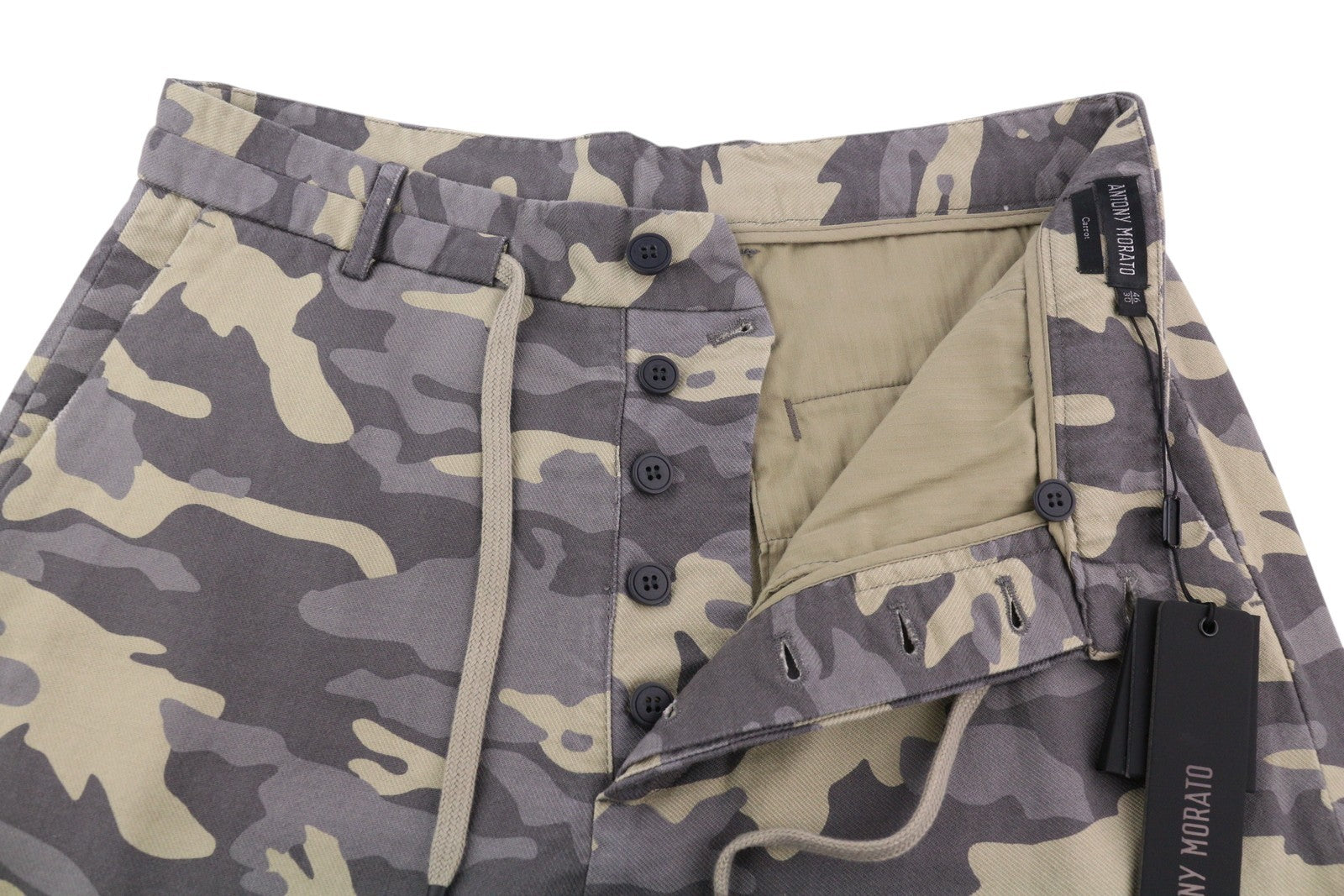 ANTONY MORATO Men Shorts W30 Camouflage Chino Carrot Fit Turn-Up Button Fly