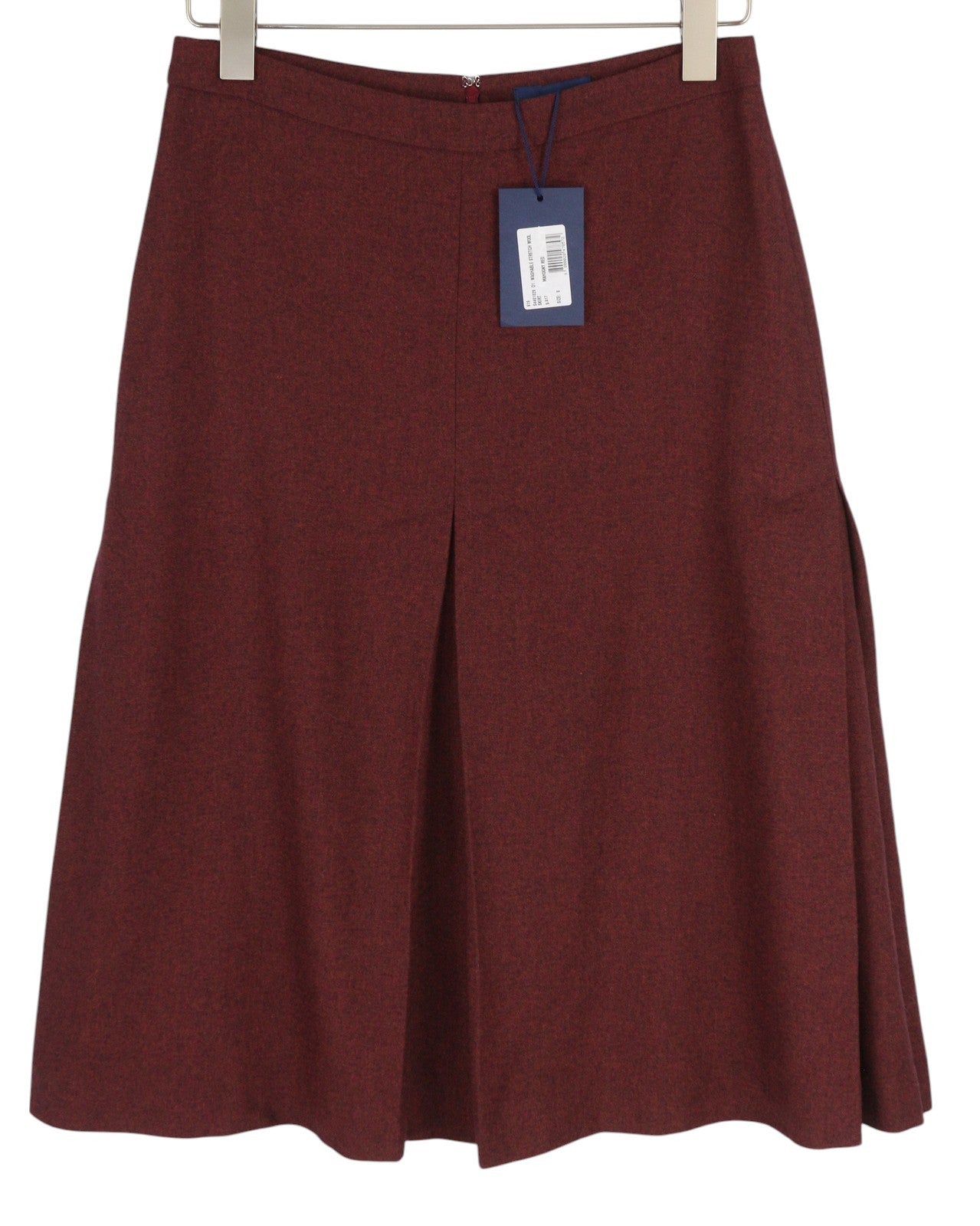 GANT Washable Stretch Wool Women Skirt EU36 Burgundy Melange Zip Knee Length