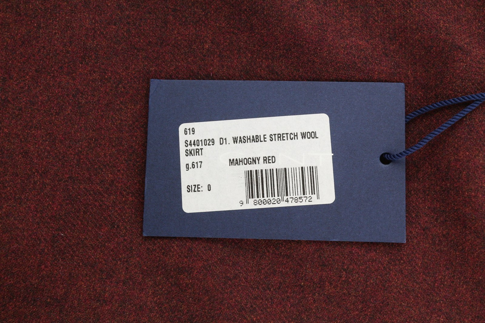 GANT Washable Stretch Wool Women Skirt EU36 Burgundy Melange Zip Knee Length