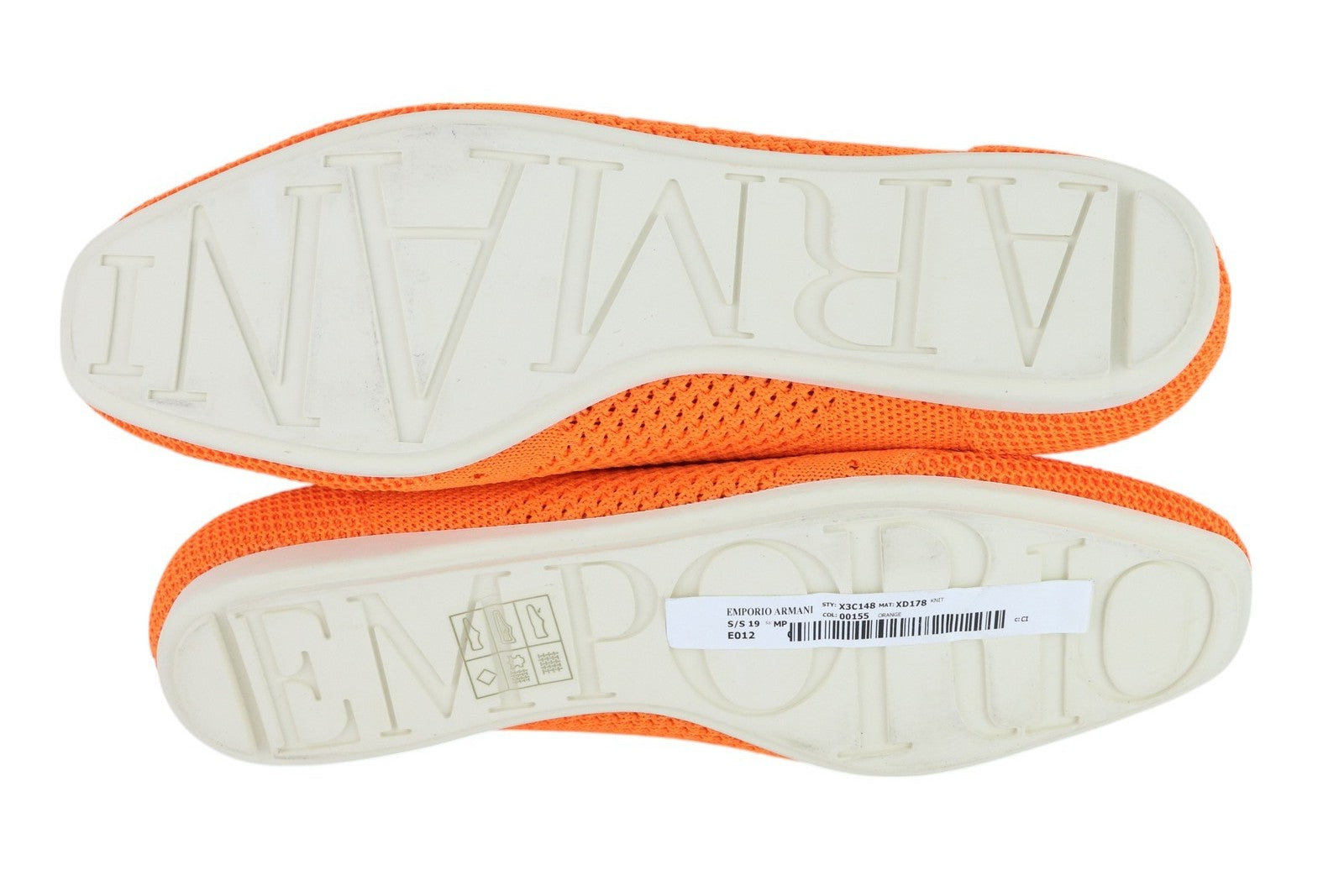 EMPORIO ARMANI X3C148 Women Sneakers EU37 Orange Knitted Lace Up Low Top