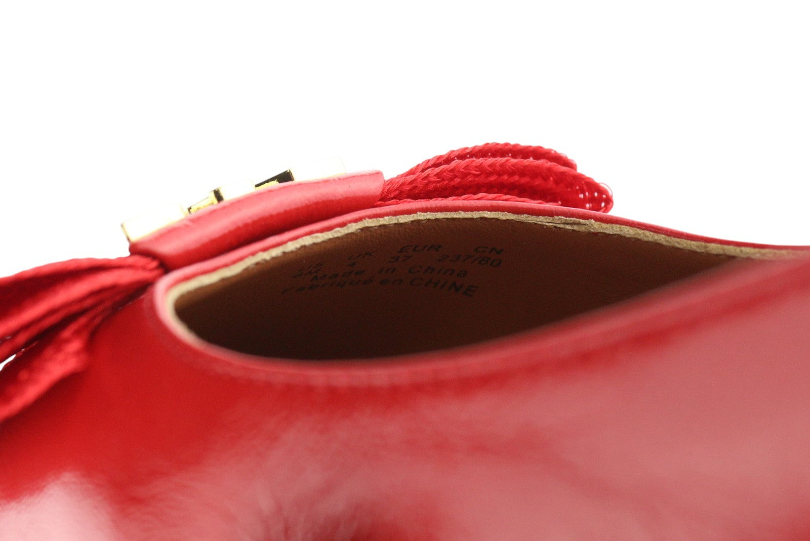 EMPORIO ARMANI X3D232 Women Flats EU37 Red Leather Bow Ballerina Slip On