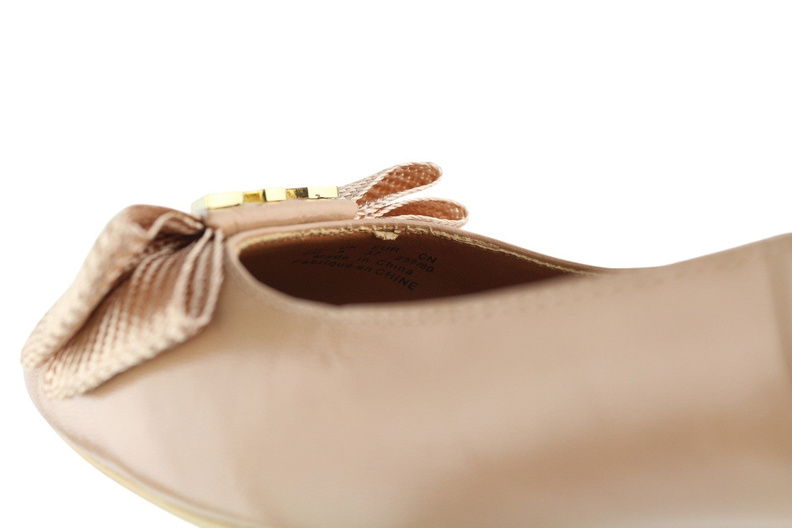 EMPORIO ARMANI Women Flats EU37 Beige Leather Bow Slip Ballerina RRP219