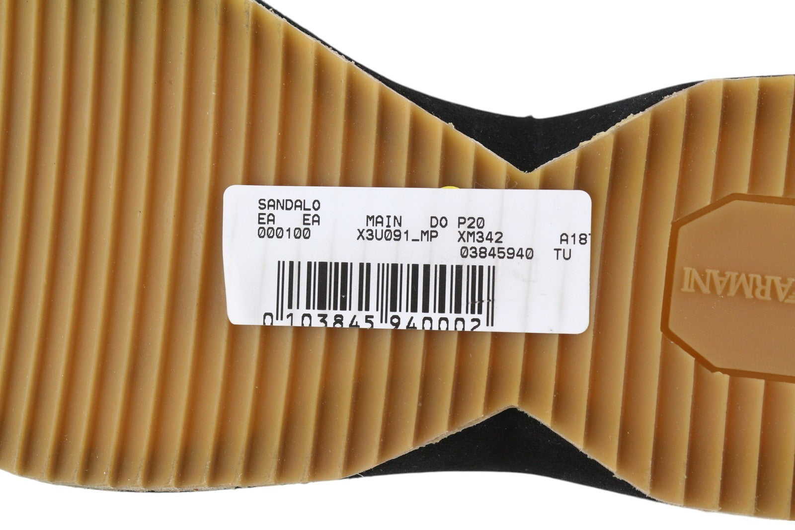 EMPORIO ARMANI X3U091 Women's Black Patent Platform Sandals EU37 Leather