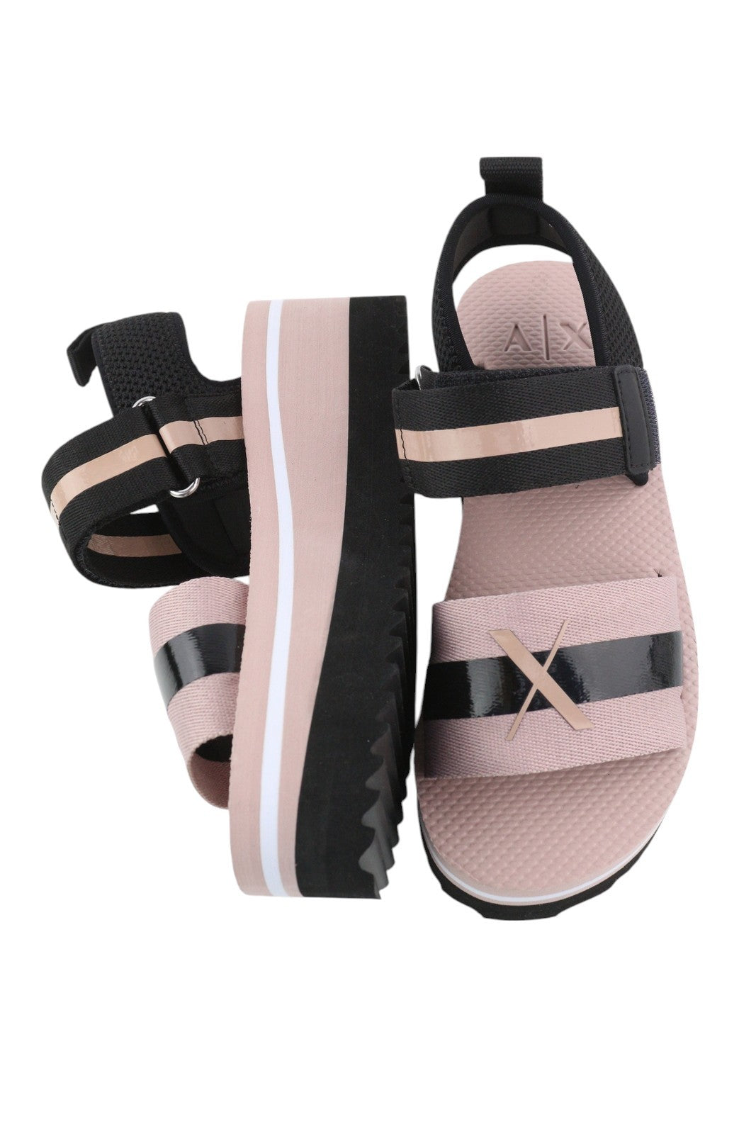 EMPORIO ARMANI Women's Chunky Platform Sandals EU37 Pink Black Open Toe