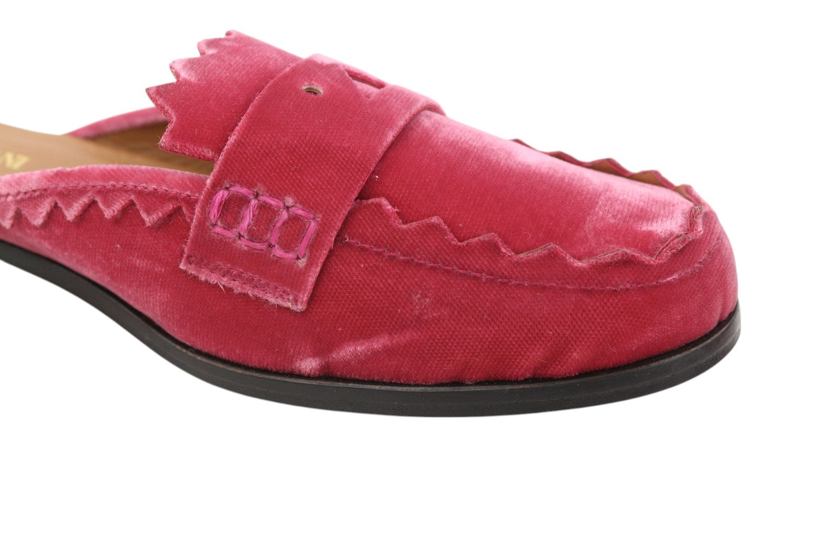 EMPORIO ARMANI X3A068 Women's Pink Velvet Mule Sandals EU37 Casual Slip On