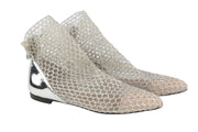 EMPORIO ARMANI X3M308 Women's Silver Mesh Flats EU37 Pointed Toe Ankle