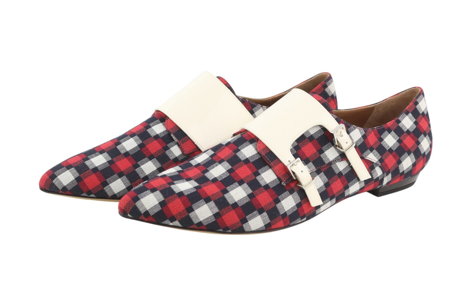 EMPORIO ARMANI X3L037 Women's Plaid Double Monk Shoes EU37 Multicolour