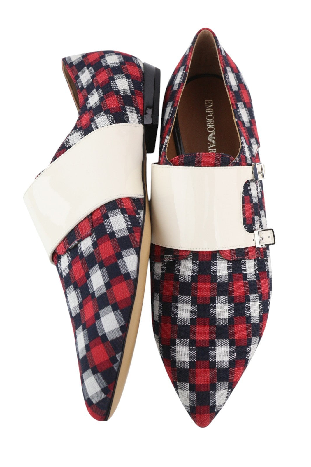 EMPORIO ARMANI X3L037 Women's Plaid Double Monk Shoes EU37 Multicolour