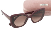 MIU MIU 06X Women's Burgundy Square Sunglasses OS Tinted Logo