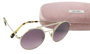 MIU MIU 52V Women's Oval Animal Print Sunglasses OS Rhinestone Frame