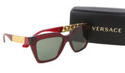 VERSACE 4418 Women's Red Square Sunglasses OS Gold Tone Accents