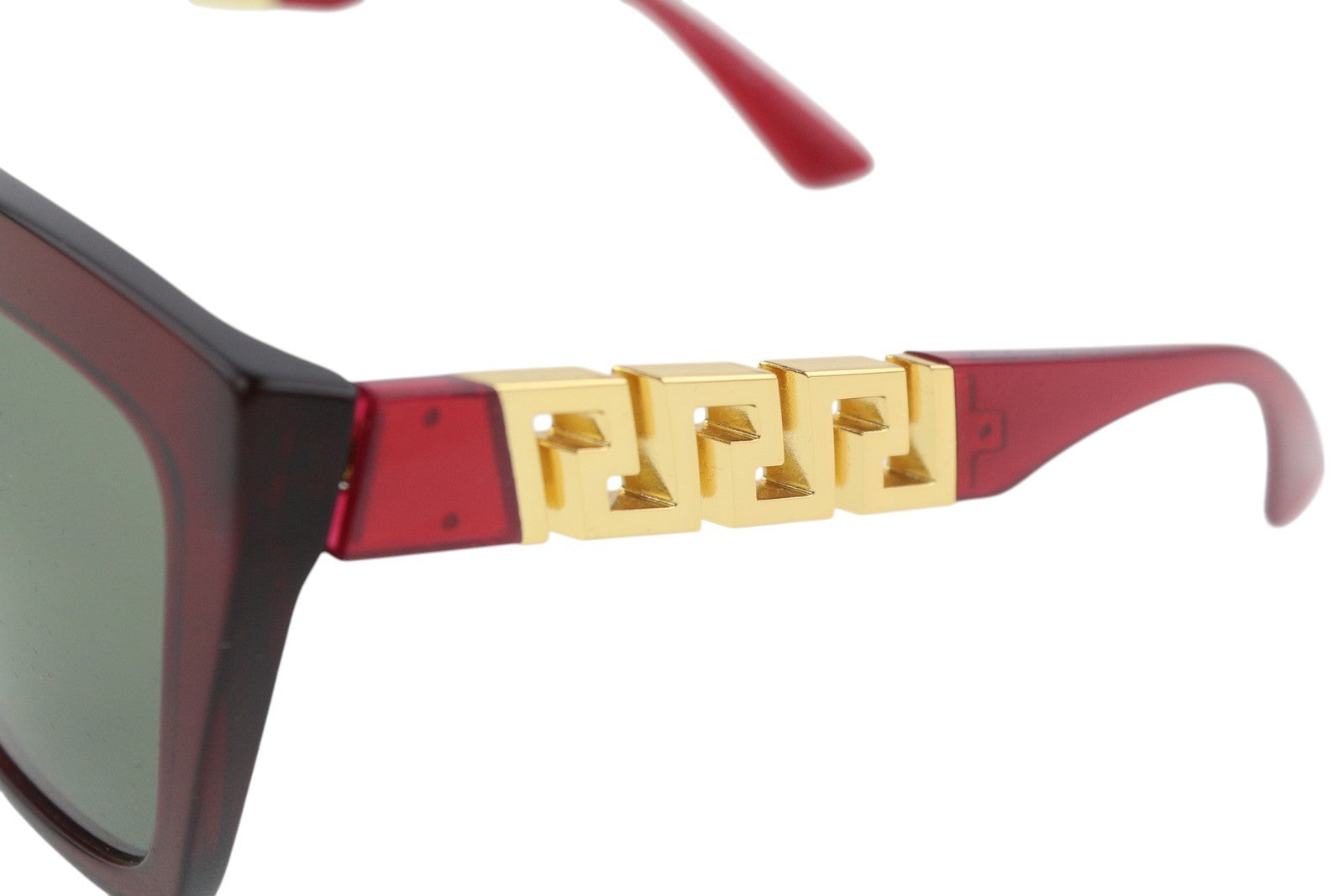 VERSACE 4418 Women's Red Square Sunglasses OS Gold Tone Accents