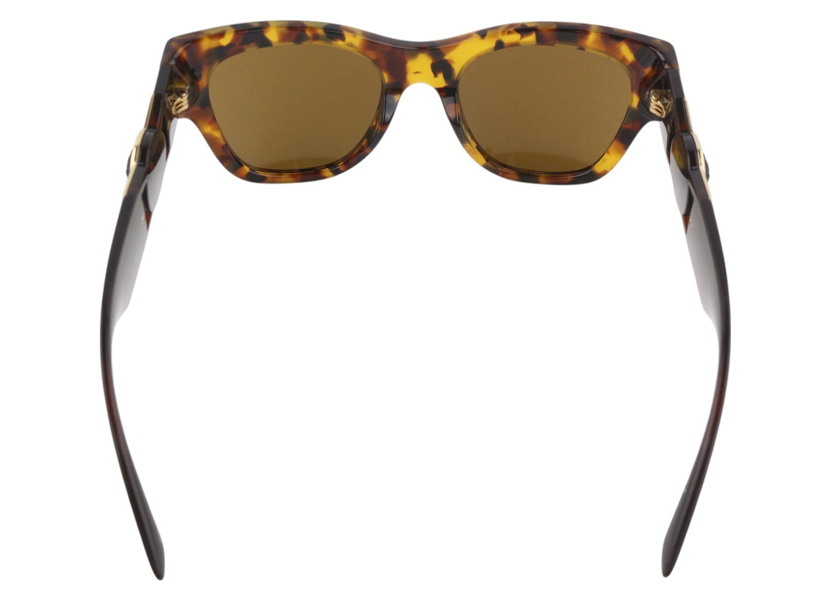VERSACE 4415 Women's Brown Animal Print Cat Eye Sunglasses OS Gold Detail