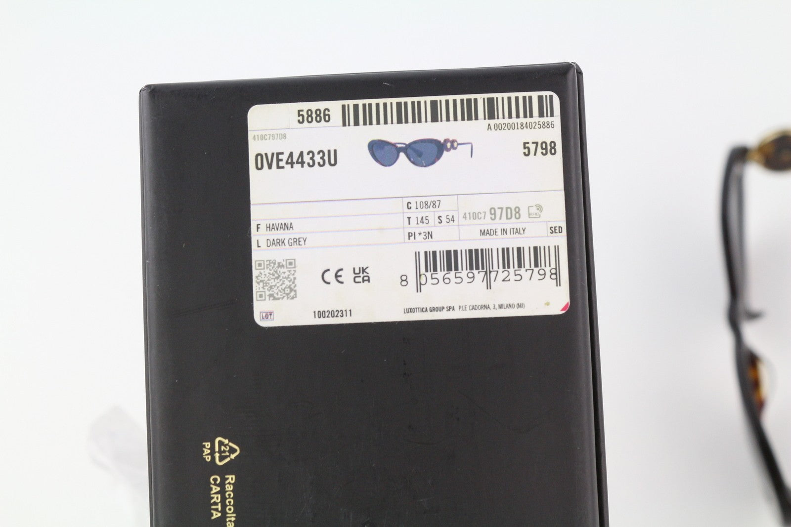 VERSACE 4433 Women's Dark Brown Cat Eye Sunglasses OS Animal Print