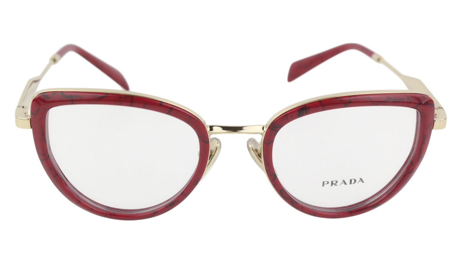 PRADA 0PR54ZV Women's Red Marble Eyeglasses OS Gold Tone Frame