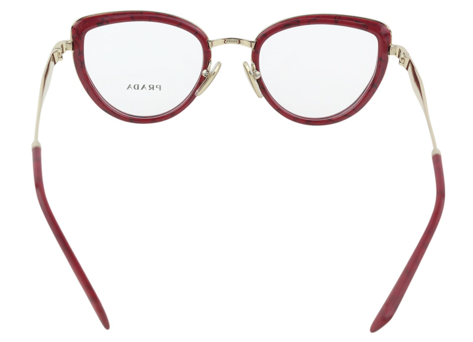 PRADA 0PR54ZV Women's Red Marble Eyeglasses OS Gold Tone Frame