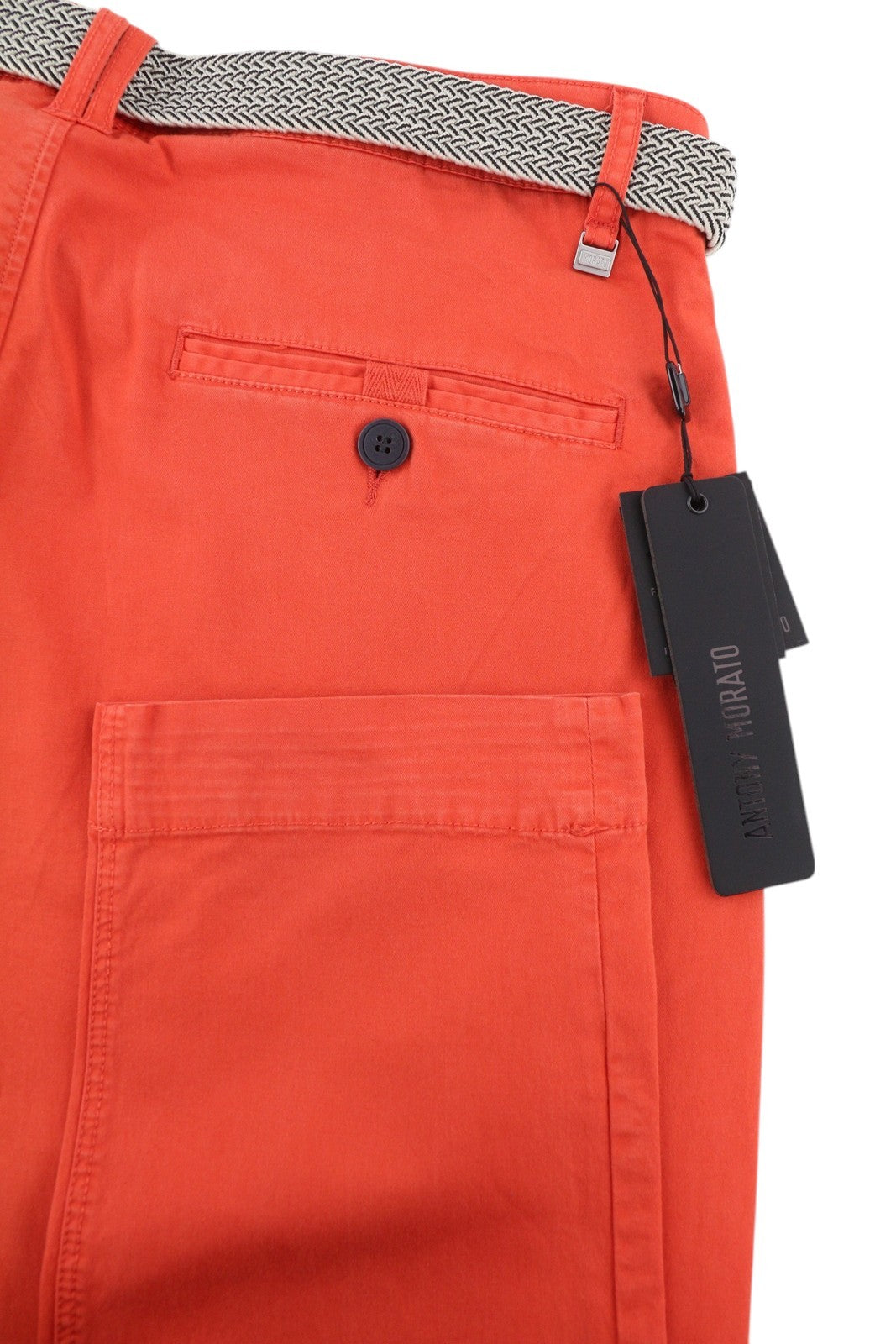 ANTONY MORATO Men's Red Chino Trousers W34 Carrot Fit Pleated Belted