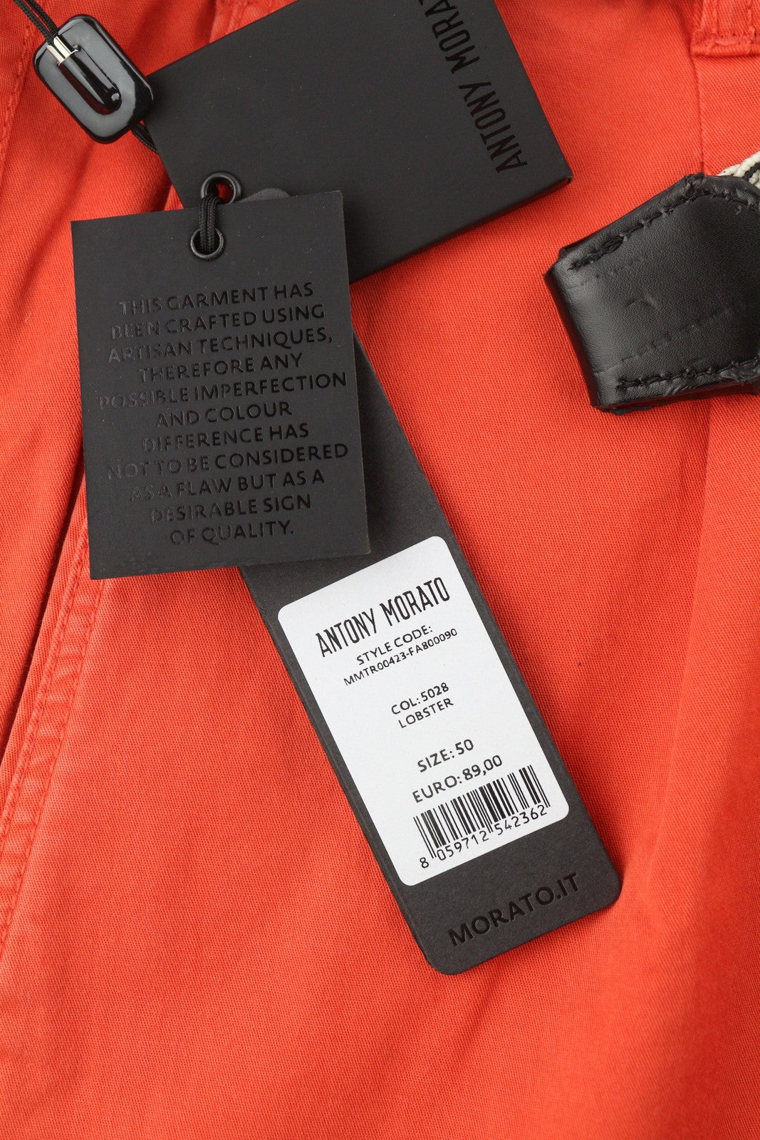 ANTONY MORATO Men's Red Chino Trousers W34 Carrot Fit Pleated Belted