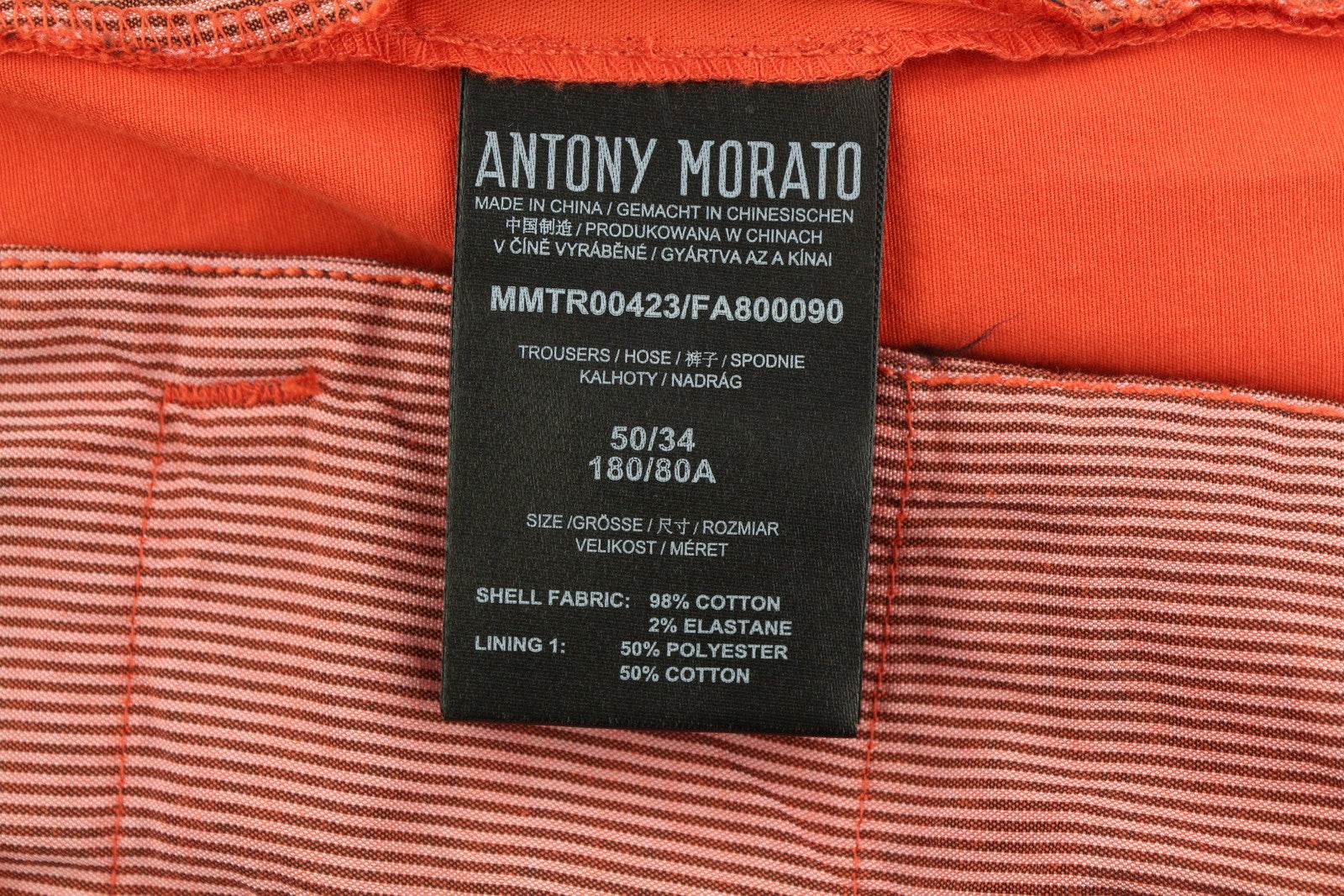 ANTONY MORATO Men's Red Chino Trousers W34 Carrot Fit Pleated Belted