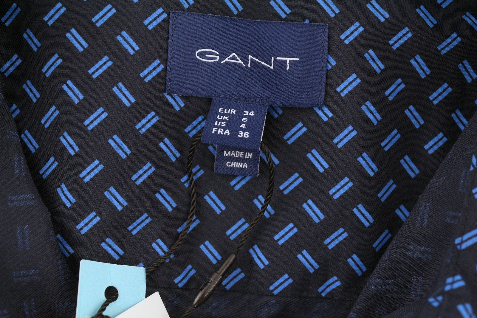 GANT Women's Dark Blue Pattern Shirt EU34 Button Up Spread Collar