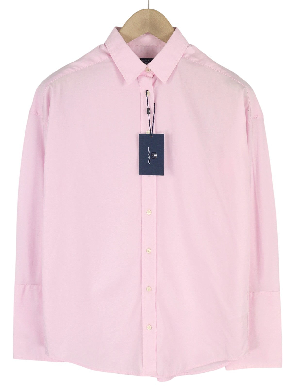 GANT Oversized Women's Pink Broadcloth Shirt EU34 Cotton Button Up