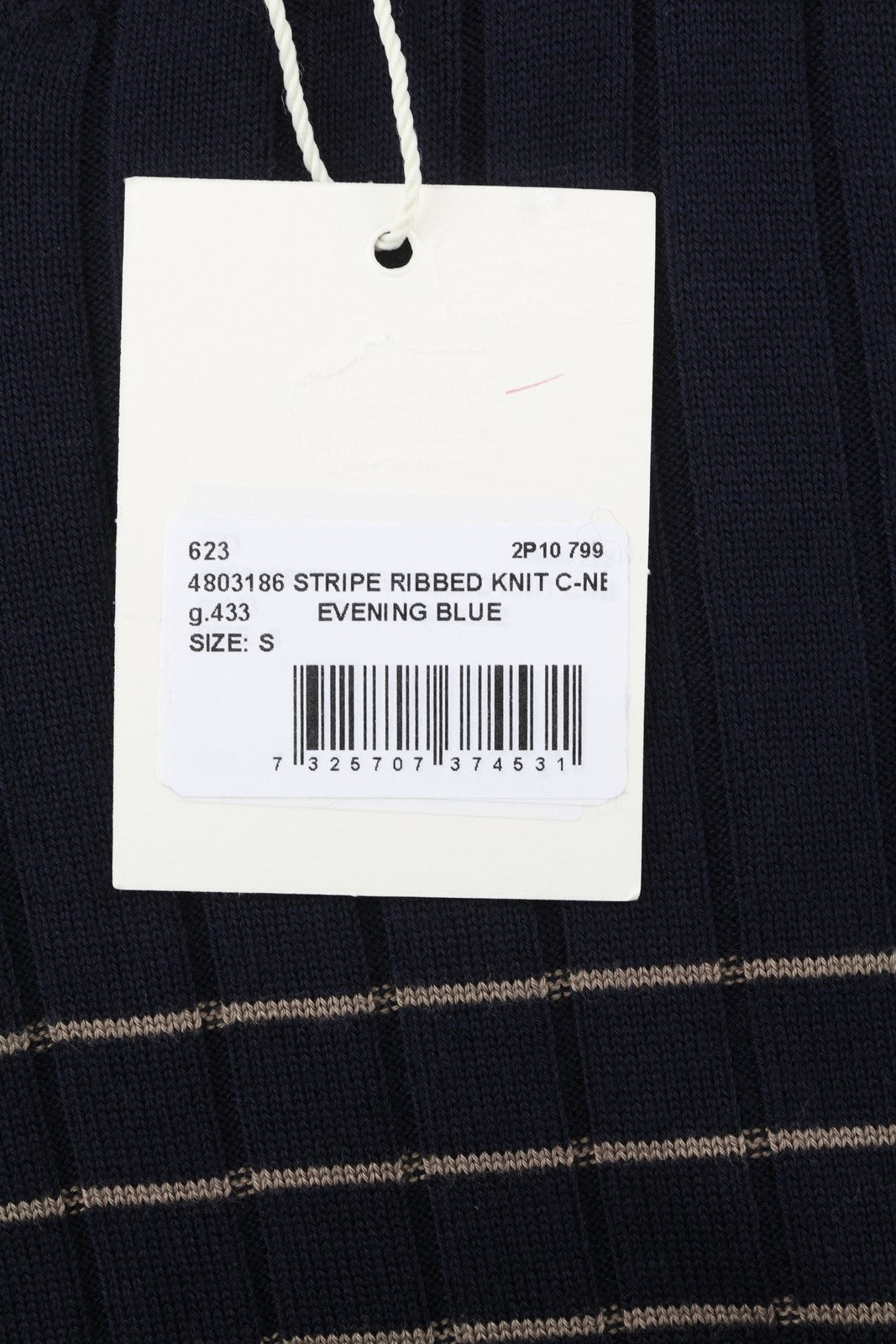 GANT Stripe Rib Knit Women's Jumper S Dark Blue Merino Silk Blend