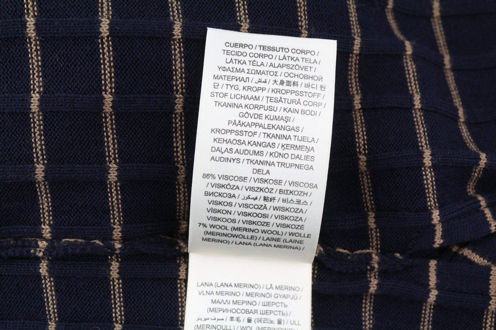 GANT Stripe Rib Knit Women's Jumper S Dark Blue Merino Silk Blend